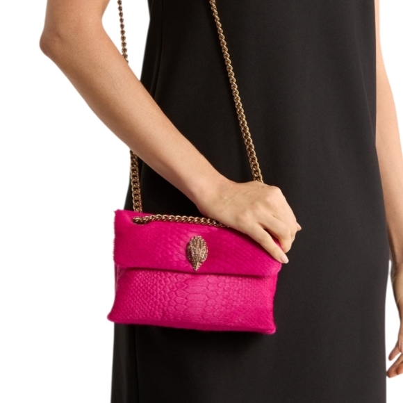 Kurt Geiger Vibrant Pink Shoulder Bag with Gold Chain - Picture 3 of 16